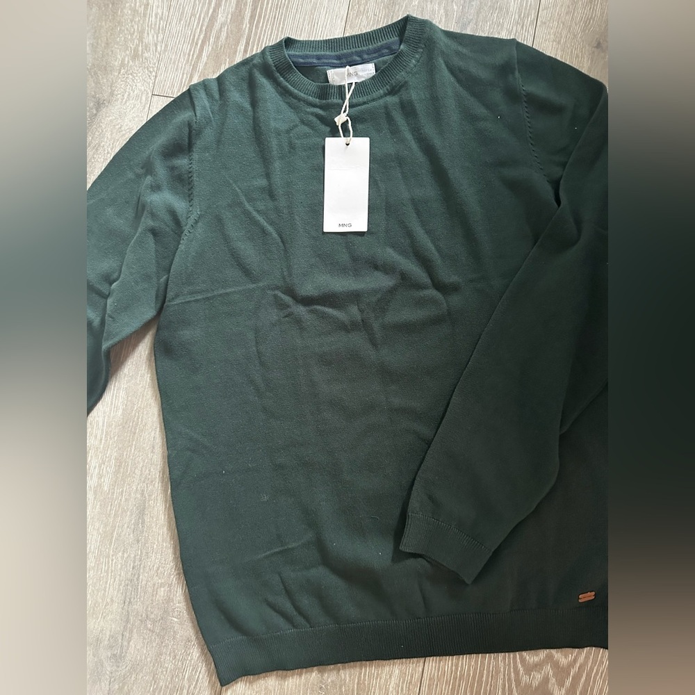 Mango Dark Green Crewneck Sweater